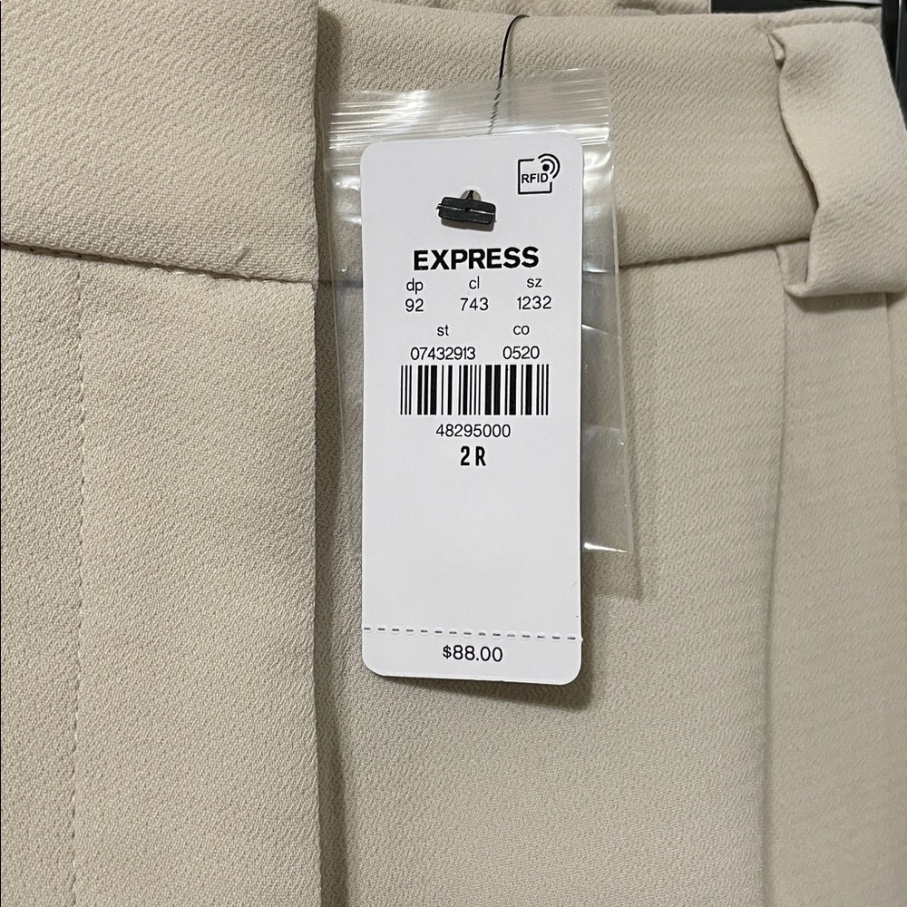 Express NWT Wide Leg Trouser High Rise Cream Pants Size 2 - Picture 5 of 16